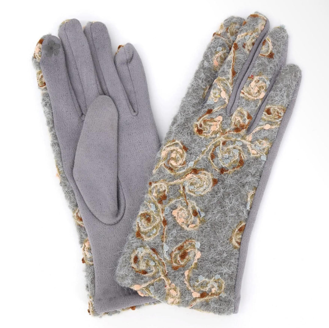 Floral Embroidered Touchscreen Gloves HAN1026
