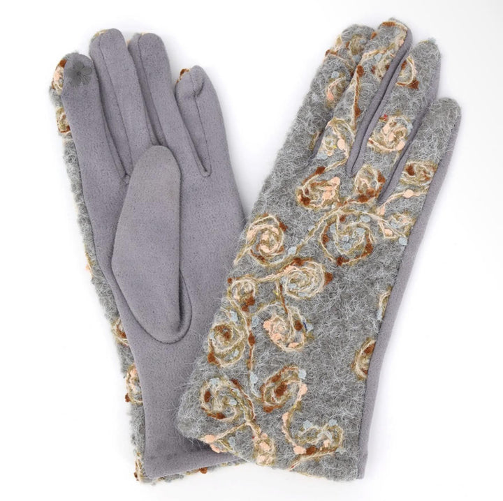Floral Embroidered Touchscreen Gloves HAN1026
