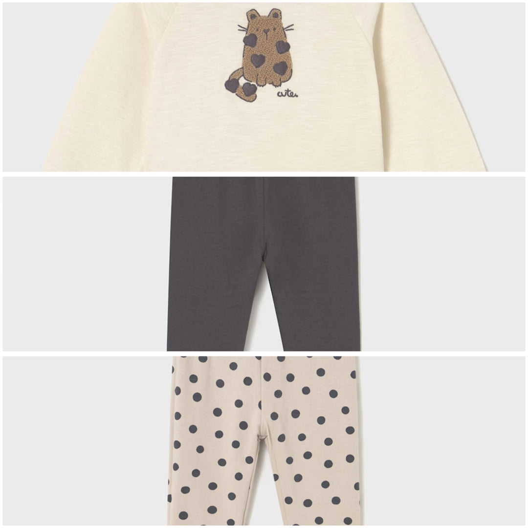 Embroidered Cat Top & Reversible Leggings Set MYR825