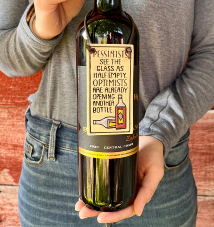 Pessimists/Optimists Wine Tag Plaque SPC924
