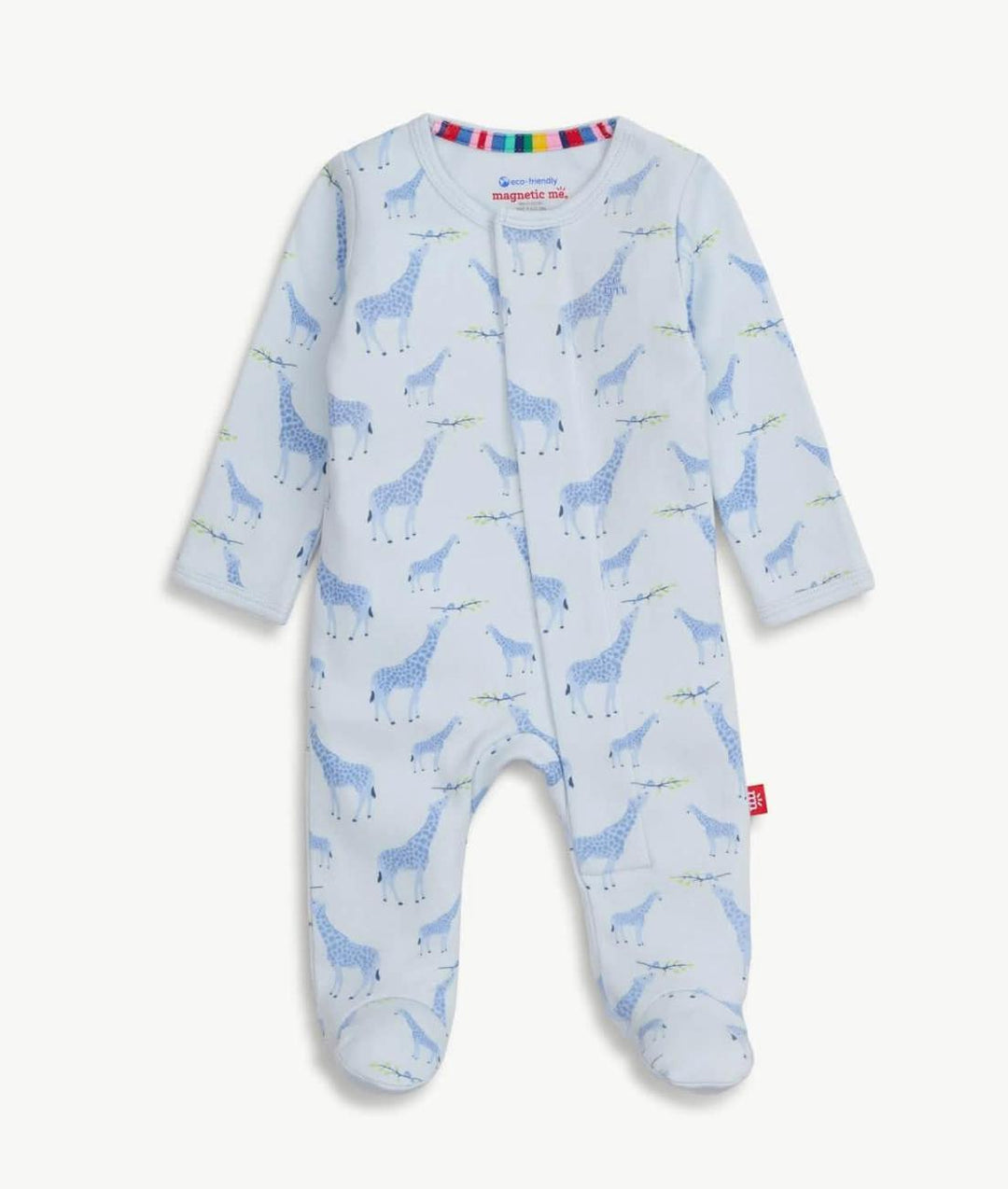 Blue Jolie Giraffe Organic Cotton Magnetic Footie MGM725