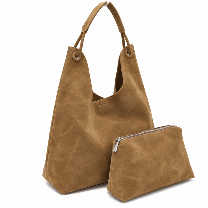 Suede 2-in-1 Hobo Bag w/Matching Pouch 6893-1 EMH926