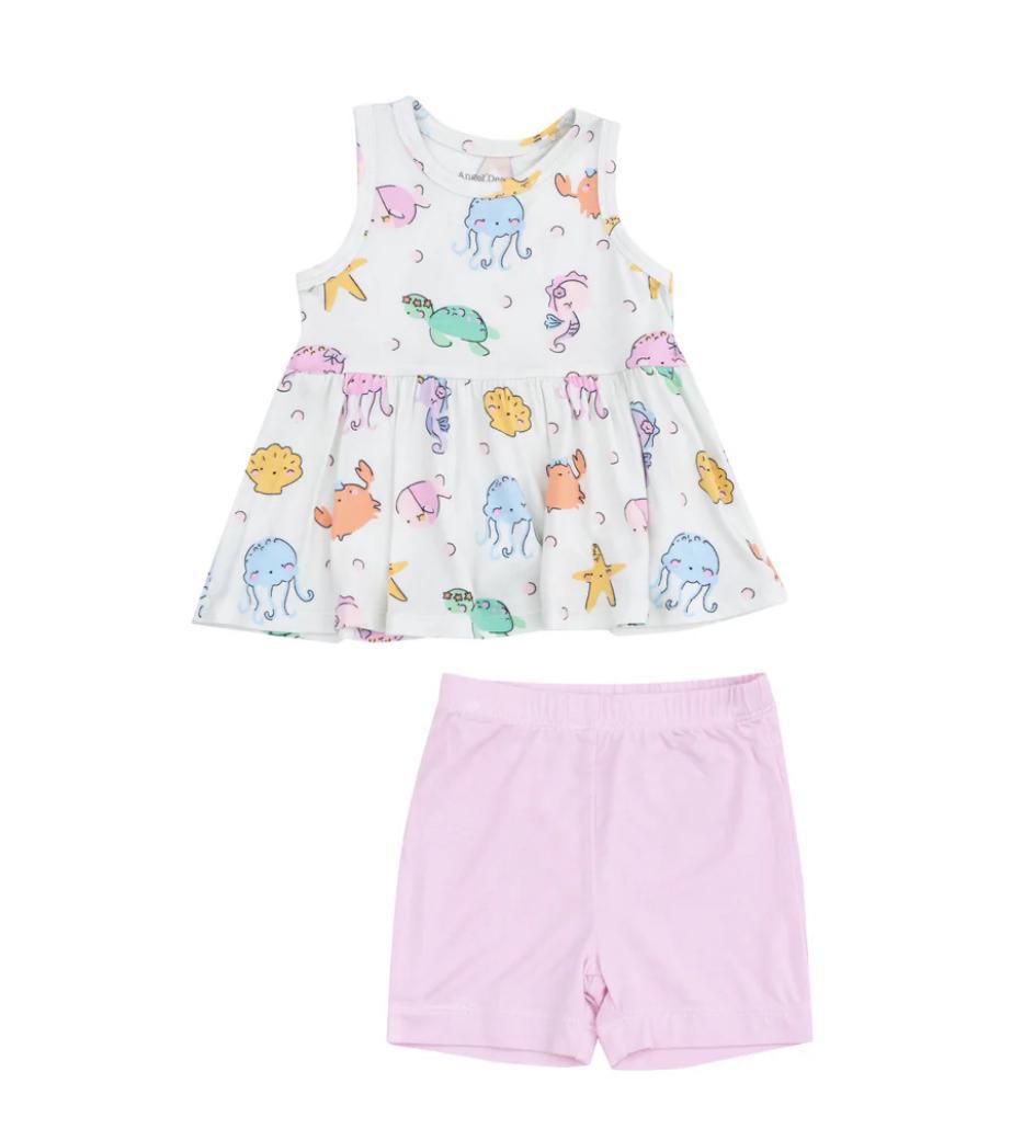 Cutie Sea Creature Peplum Tank Top & Bike Short ANG325