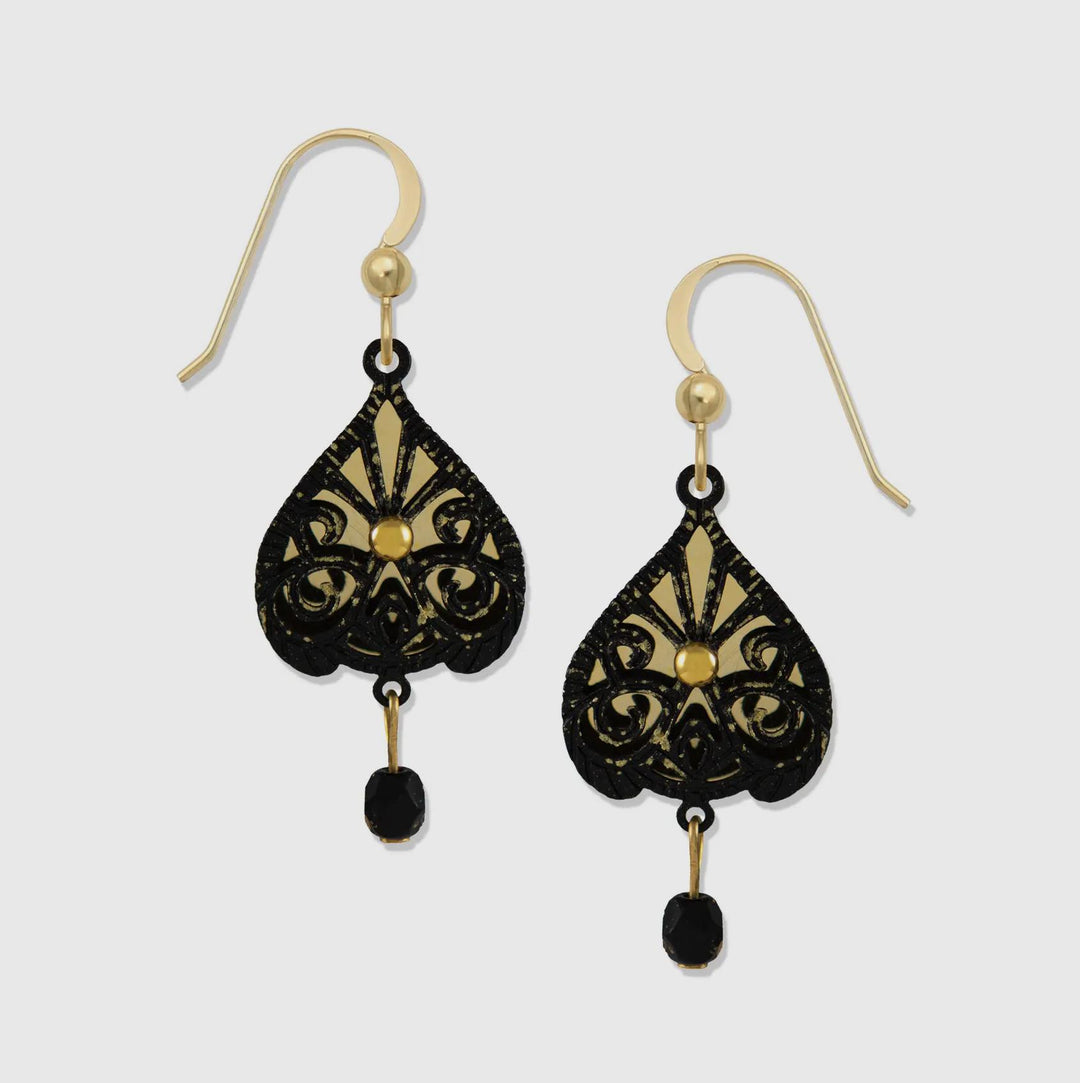 Black/Gold w/Bead Drop Earrings 8159 ADJ824