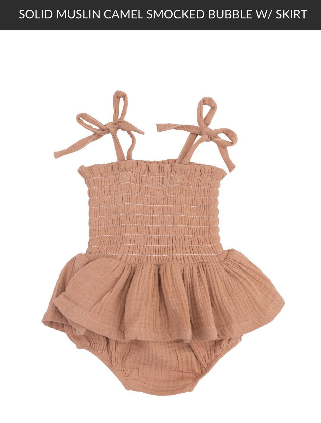 Solid Muslin Camel Smocked Bubble w/Skirt ANG325
