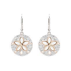 STERLING SILVER WHITE CRYSTAL SAND DOLLAR EARRINGS OCJ425