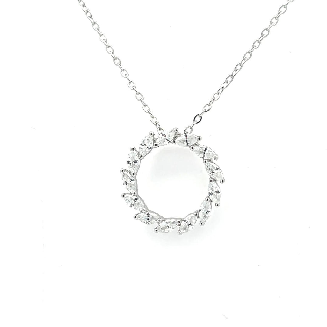 Sterling Silver Round CZ Necklace LJW525