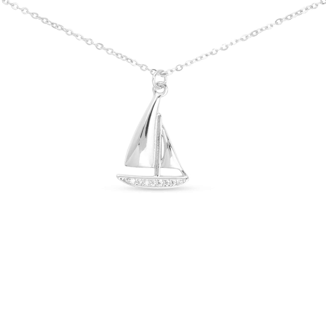 Gold CZ Sailboat Necklace ABC926