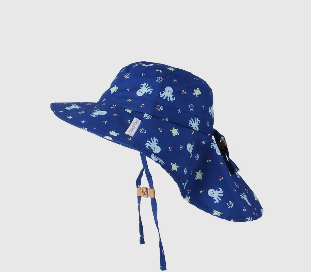 Baby/Kids Sun Hat w/Neck Cape-Octopus FJK125