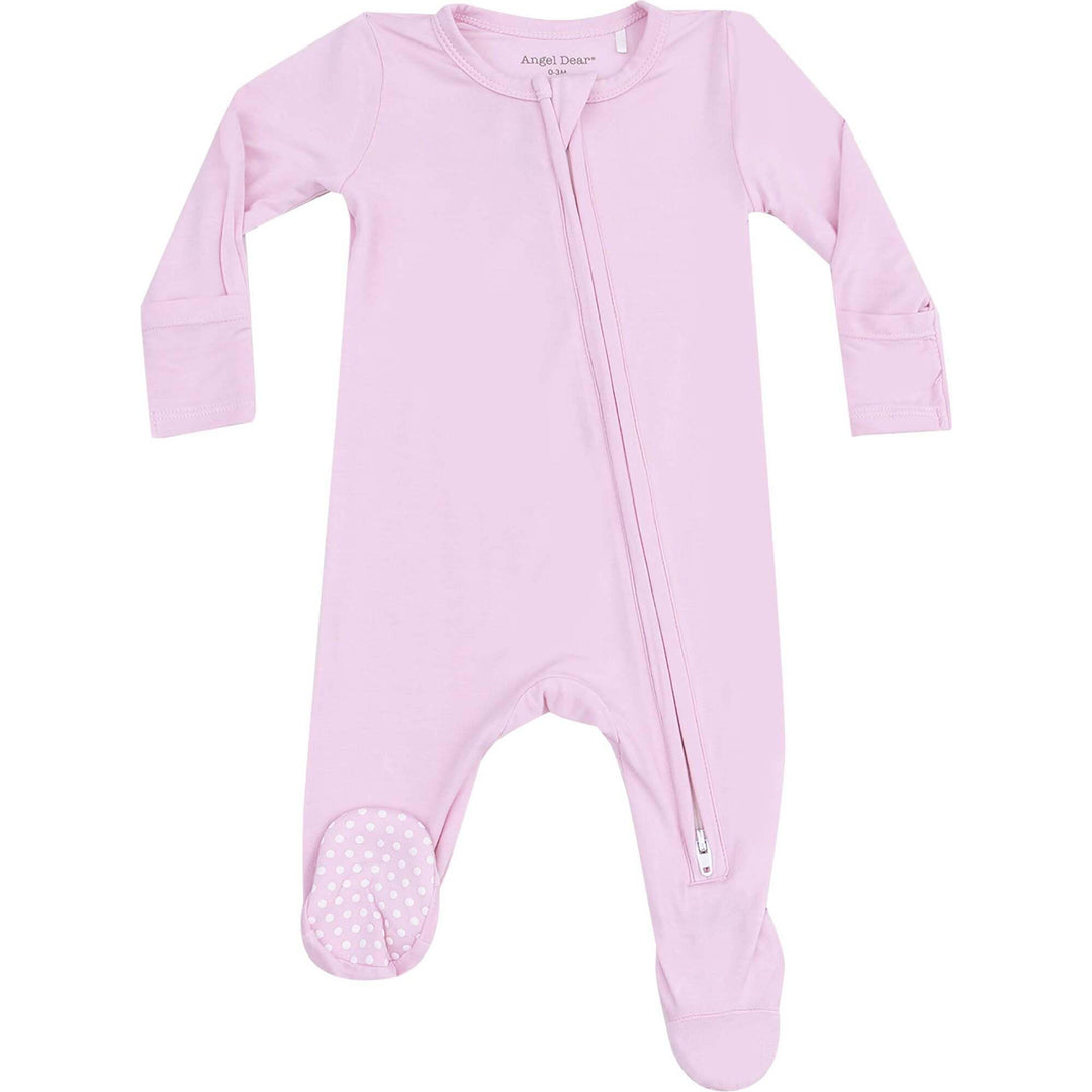 Silver Pink Solid 2 Way Zipper Footie AGD