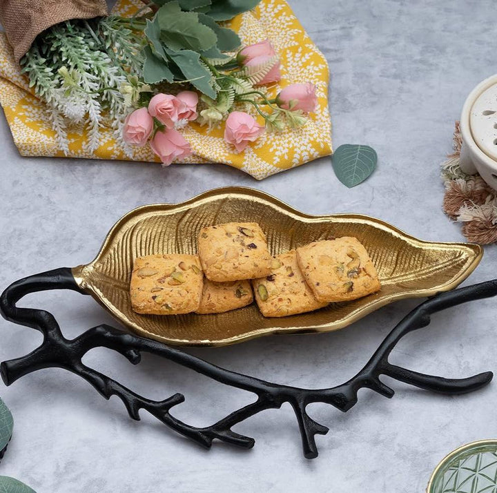 Gold Leaf Tray w/Brass Branches TWS