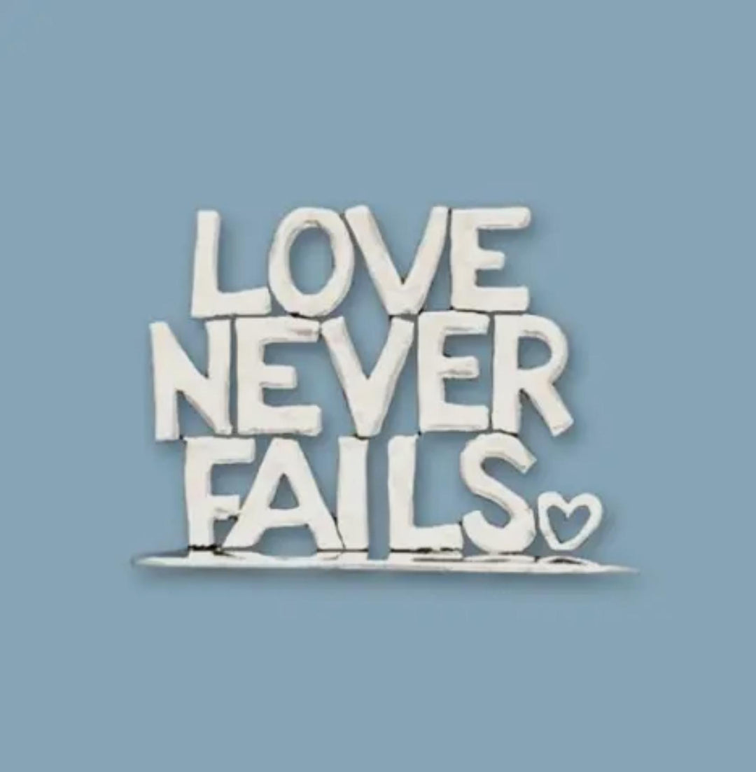 Love Never Fails Small Standing Word Plaque BSP0126