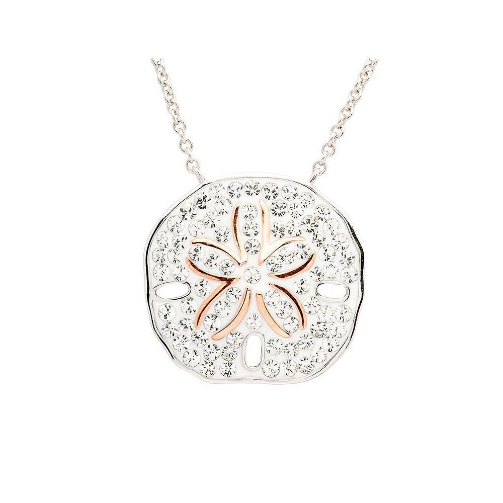 STERLING SILVER PEARL & CRYSTAL SAND DOLLAR NECKLACE OCJ325
