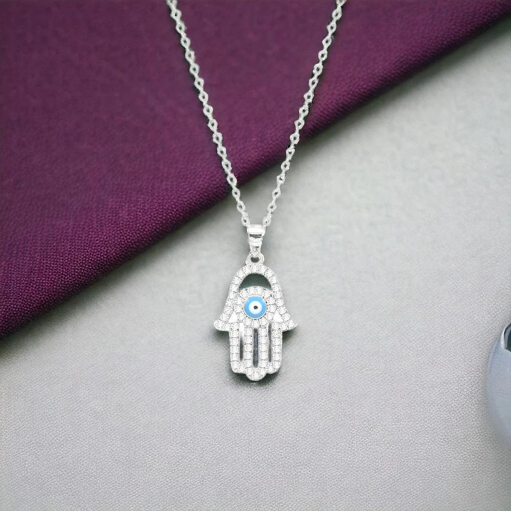 Hamsa w/Blue Eye Necklace LJW525