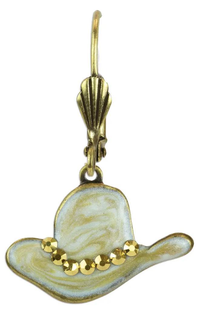 Round Em Up Rodeo Coastal Cowgirl Crystal Hat Charm Earrings AKD1025