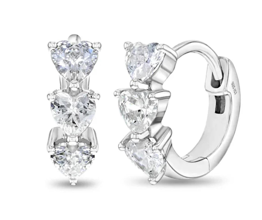 Cascading CZ Heart Huggie Hoop 925 ISJ1024