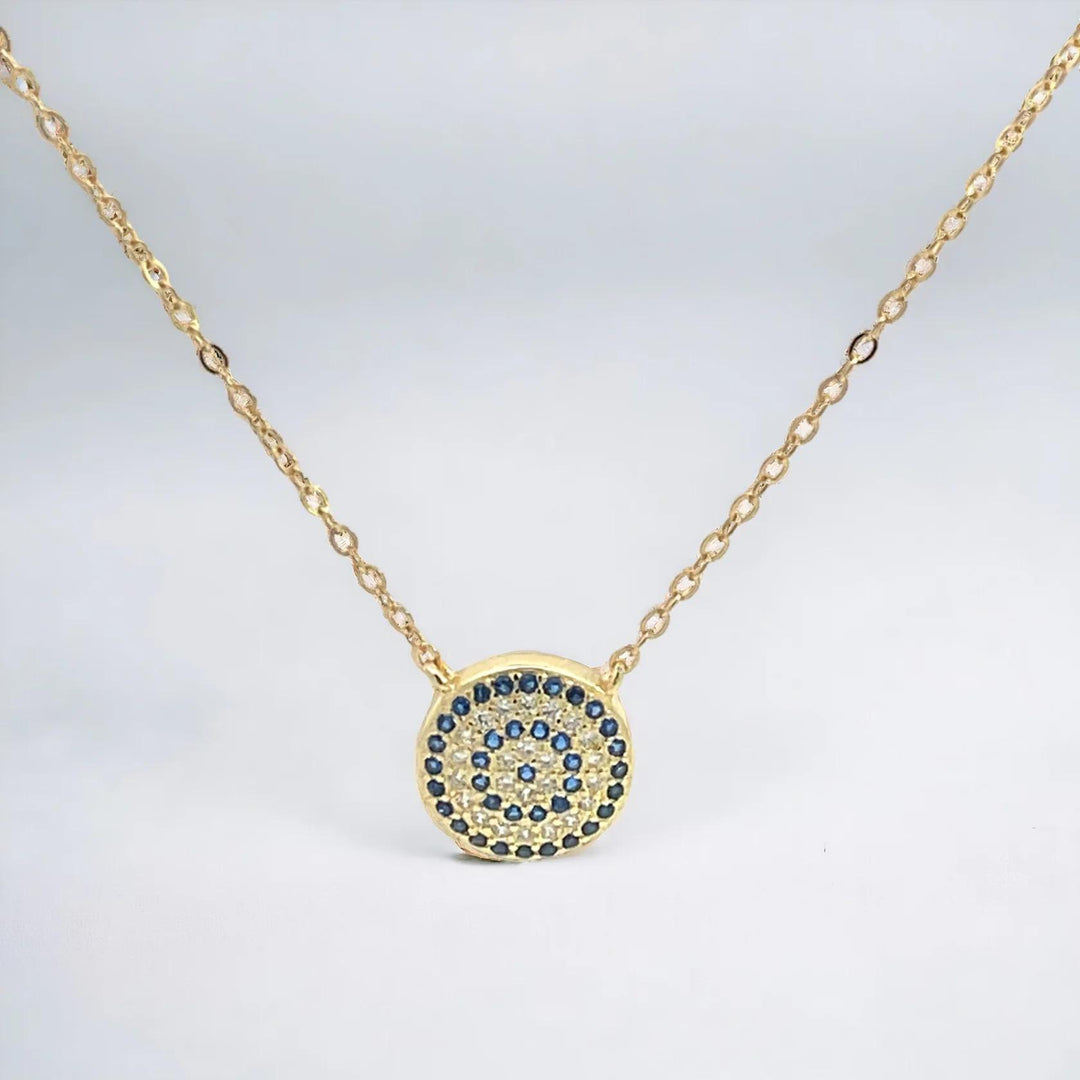 Round Evil Eye w/Stones Necklace LJW525