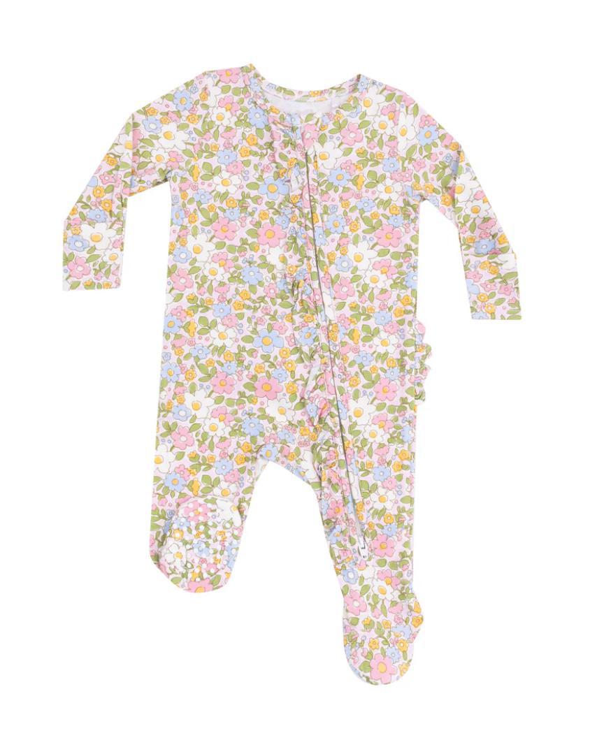 Bubbly Baby Calico Ruffle Zipper Footie ANG325