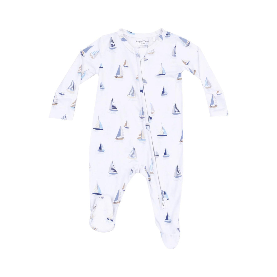 Sailboats Blue 2 Way Zipper Footie ANG325