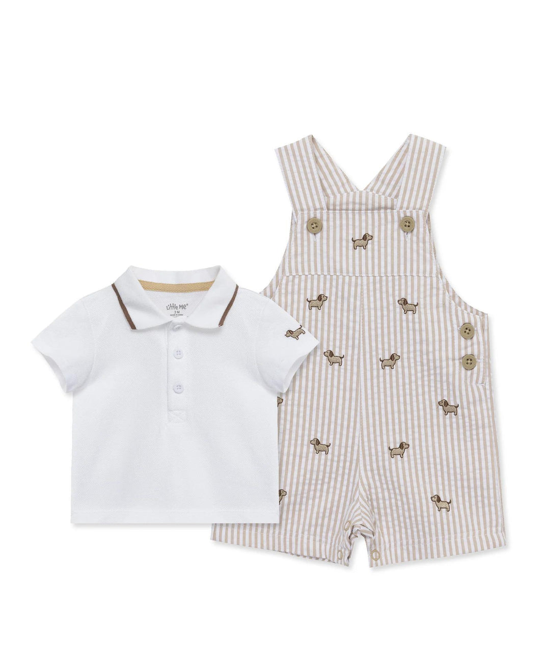 Puppies Shortall Set Tan Stripe LTM0125