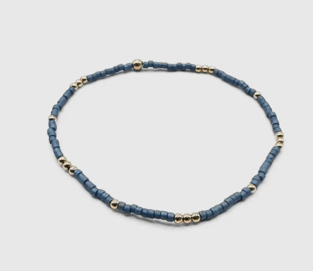 2mm Newport Denim Blue + Gold Filled Waterproof Bracelet ERN1125