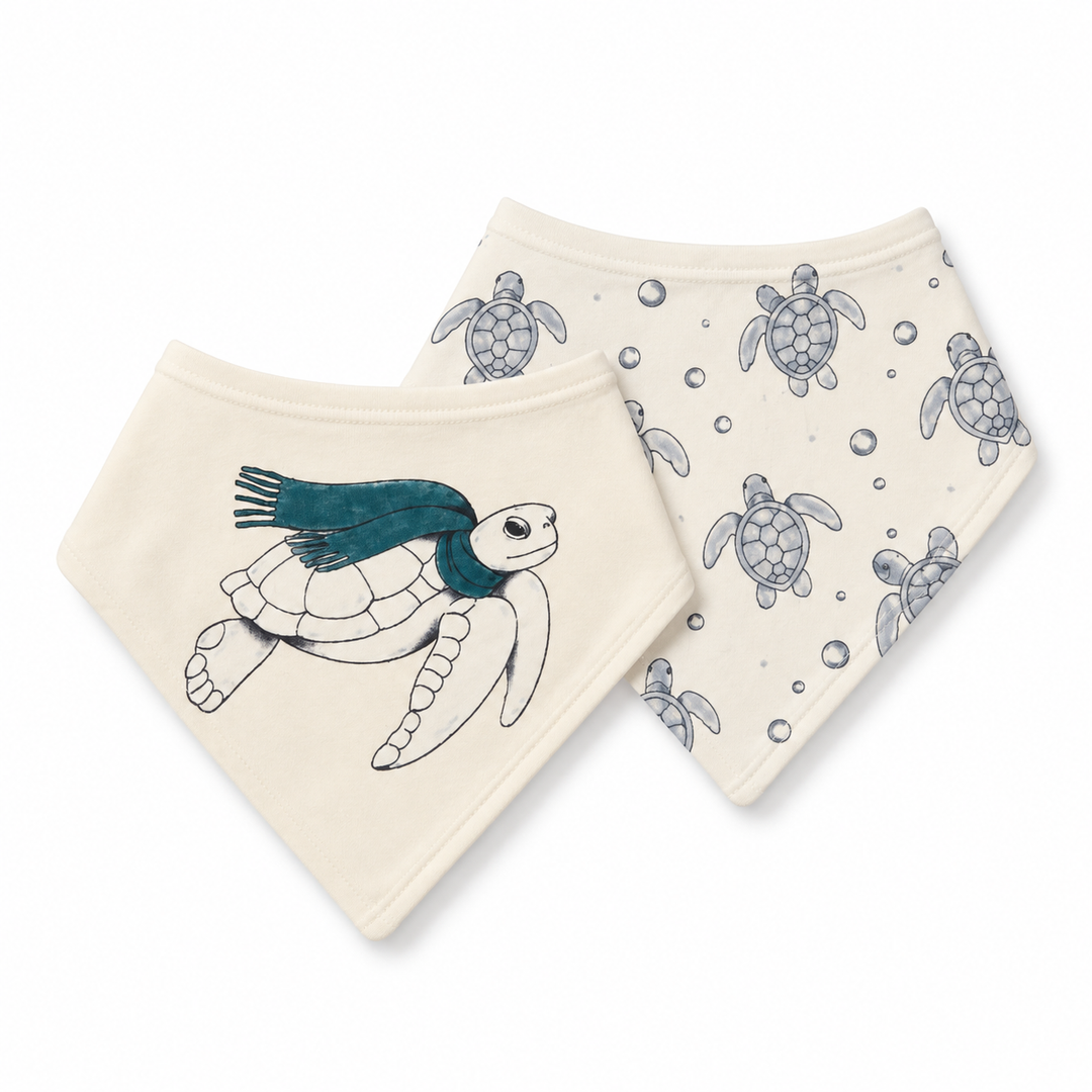 Organic Bandana Bib 2 Pack Sea Turtle LVB926