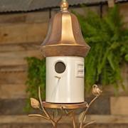 32.25" LONG METAL & WHITE PORCELAIN HANGING BIRDHOUSE "VIENNA" ZAR826