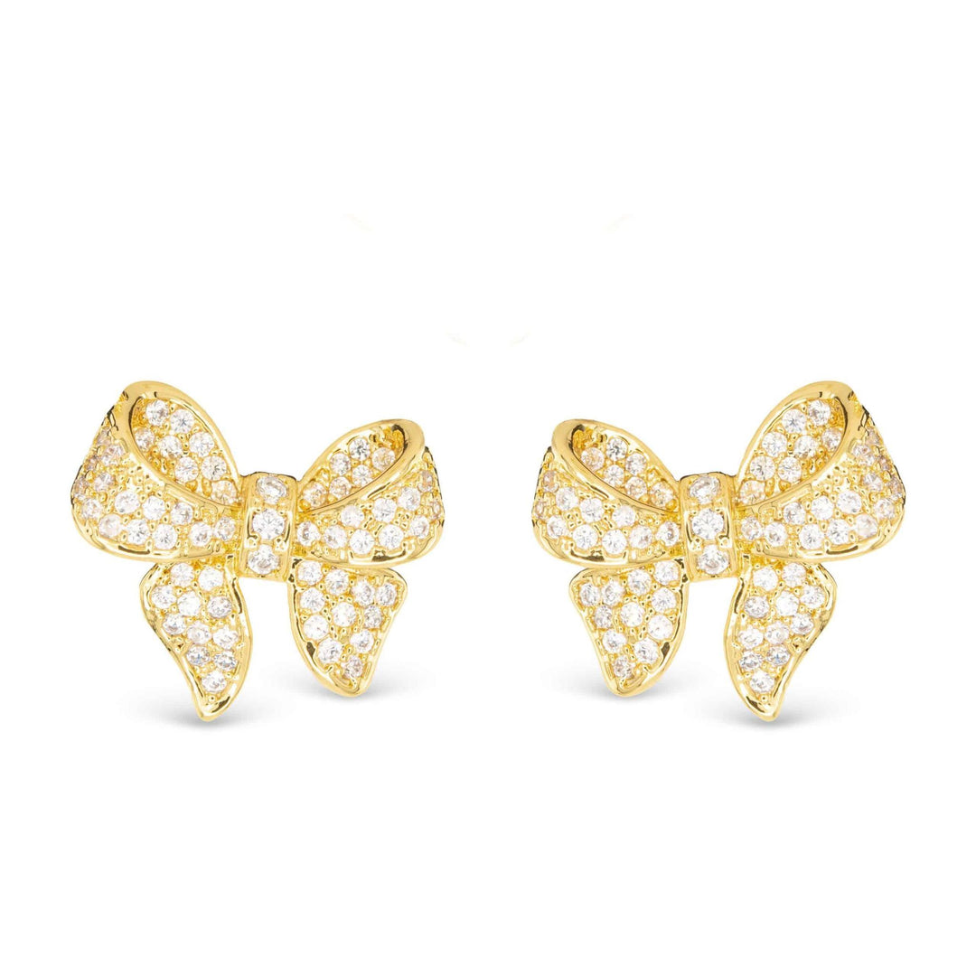 Gold CZ Bow Earrings ABC926