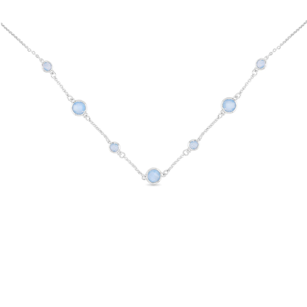 Silver Faceted CZ Necklace - Blue ABC526