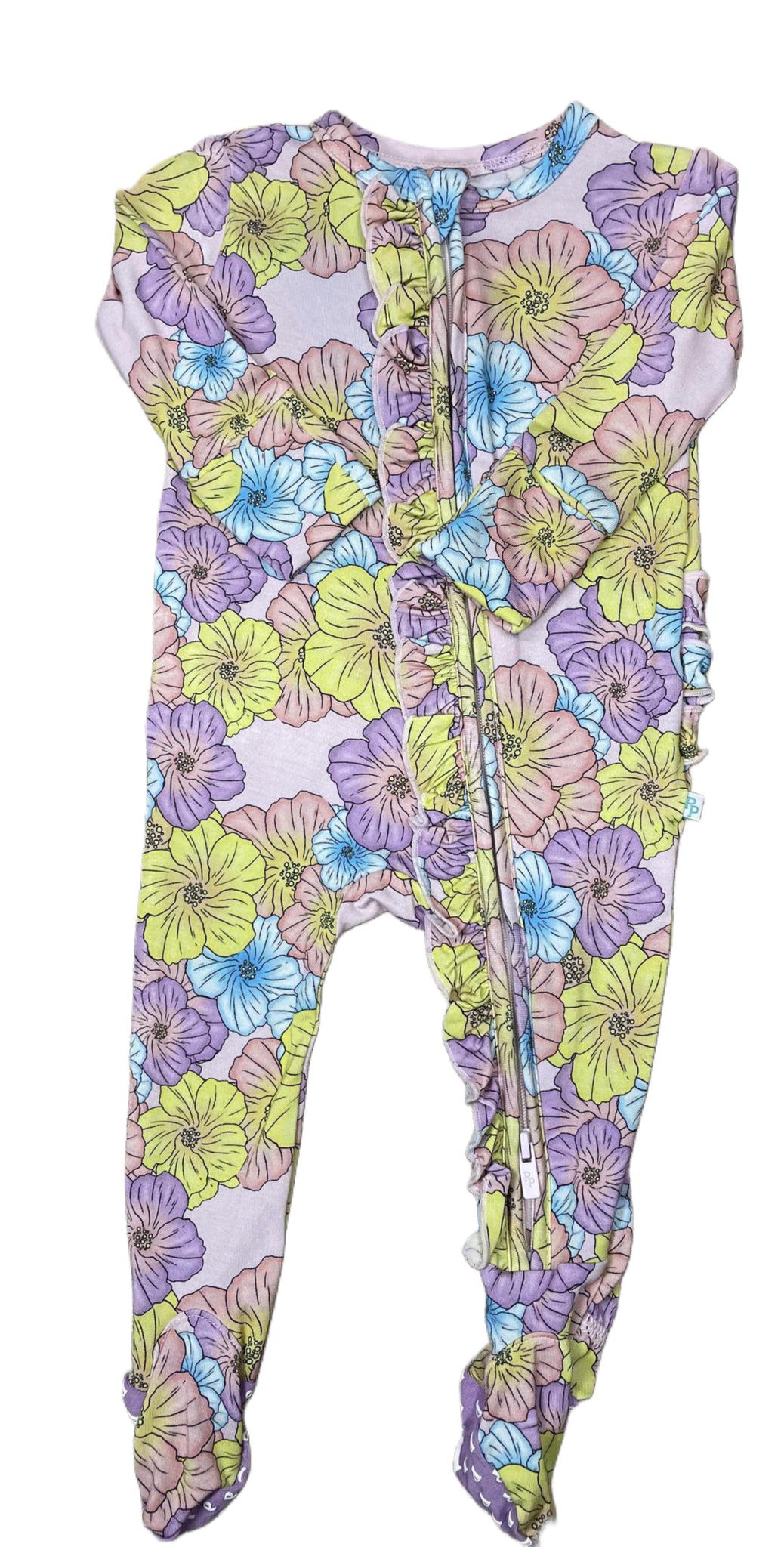 Kourtney Footie Ruffled Zippered One Piece PPN