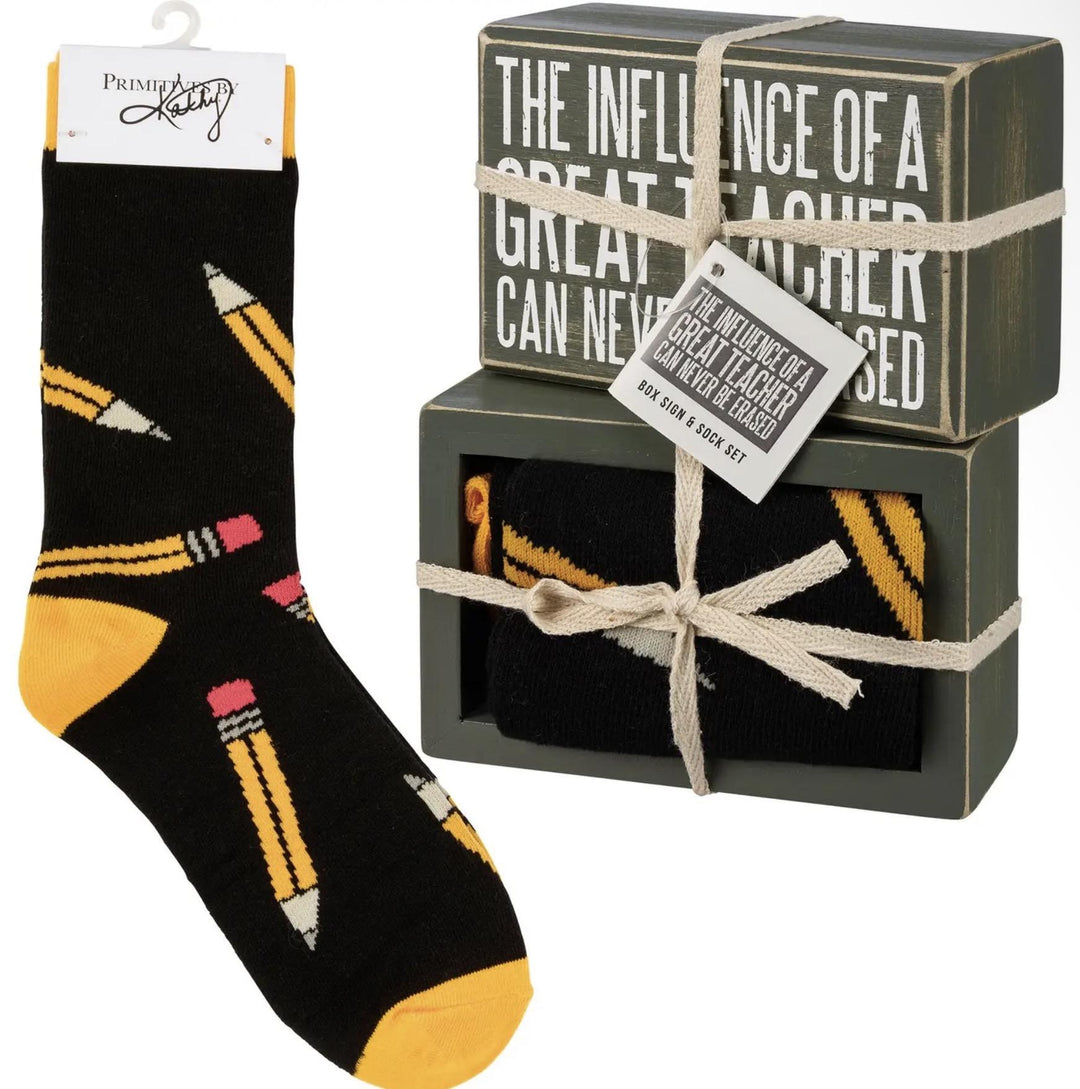 Influence Of A Good Teacher Box Sign & Sock Set PBK1026