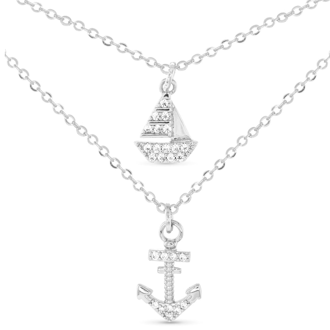 Silver CZ Coastal Duo Necklace ABC526