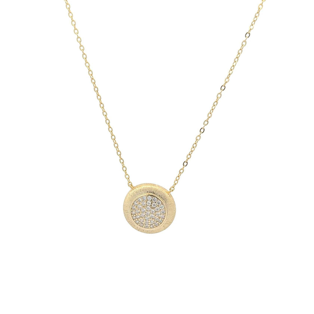 Round Pendant w/Stones Gold Necklace LJW525