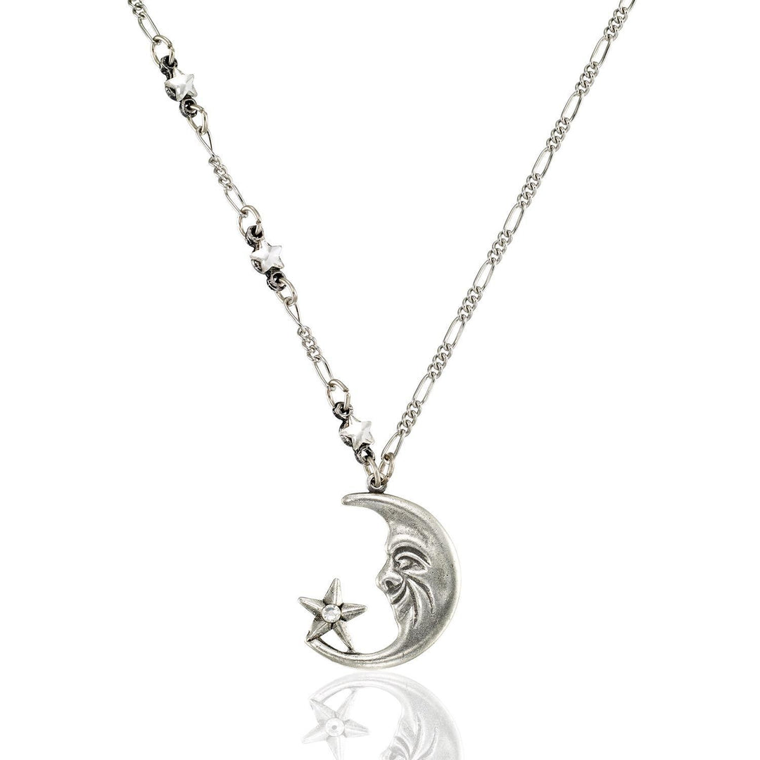 Dancing Stars on the Moon Phase Orbit Crystal Necklace AKD926