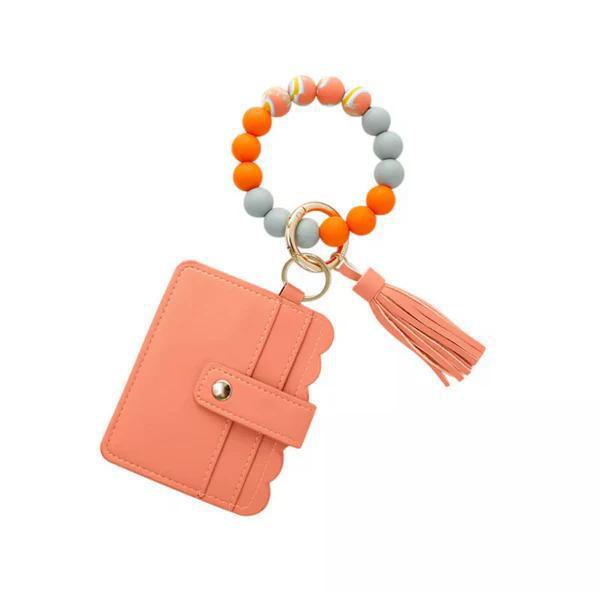 Wallet Wristlet Silicone Bead Tassel Keychain MBZ824