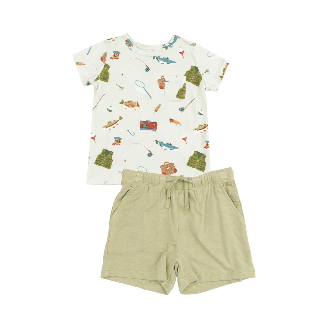 Fishing Things Green Crew Neck Tee & Short Set ANG325