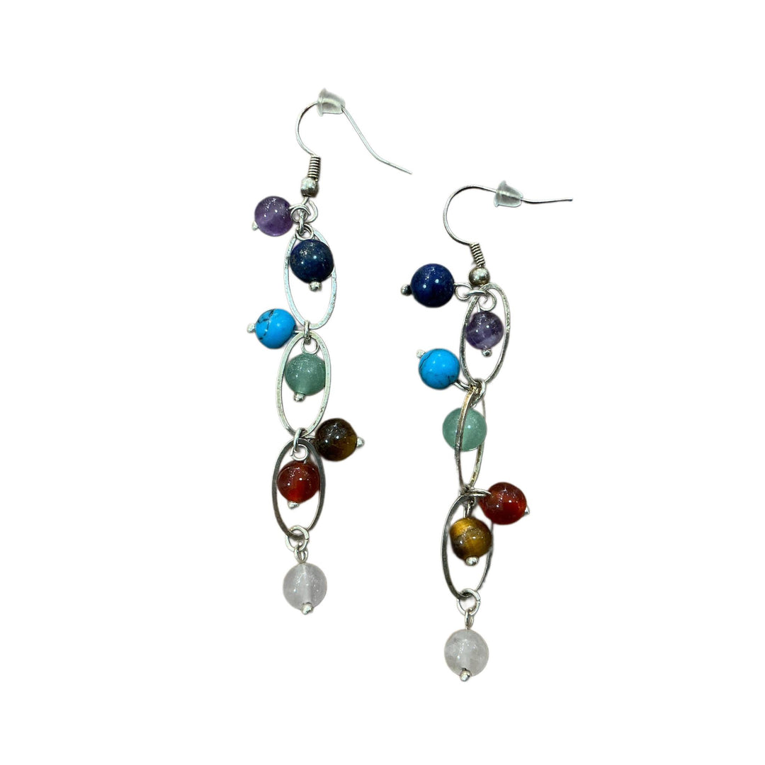 Multi-Stone Chain Link Drop Earrings TBC226