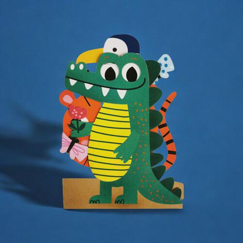 Wobbly Alligator Blank Greeting Card NQI725
