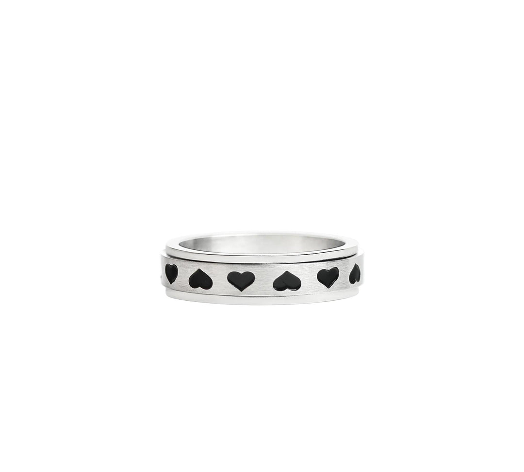 Black Heart Anxiety Spinner Ring WJW326