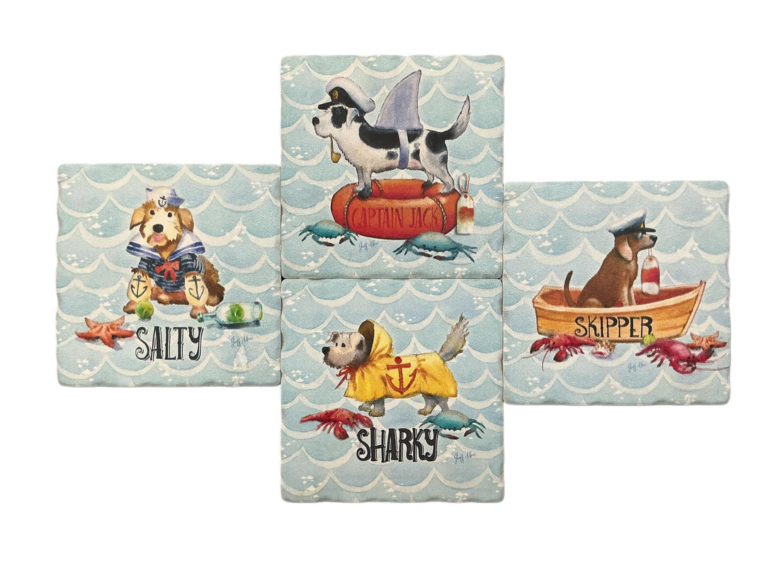 Nautical Dog Coaster Set – 4 Pack HLH
