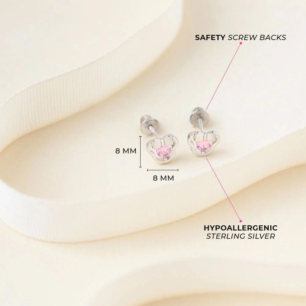 Miss Mouse Pink CZ Studs ISJ