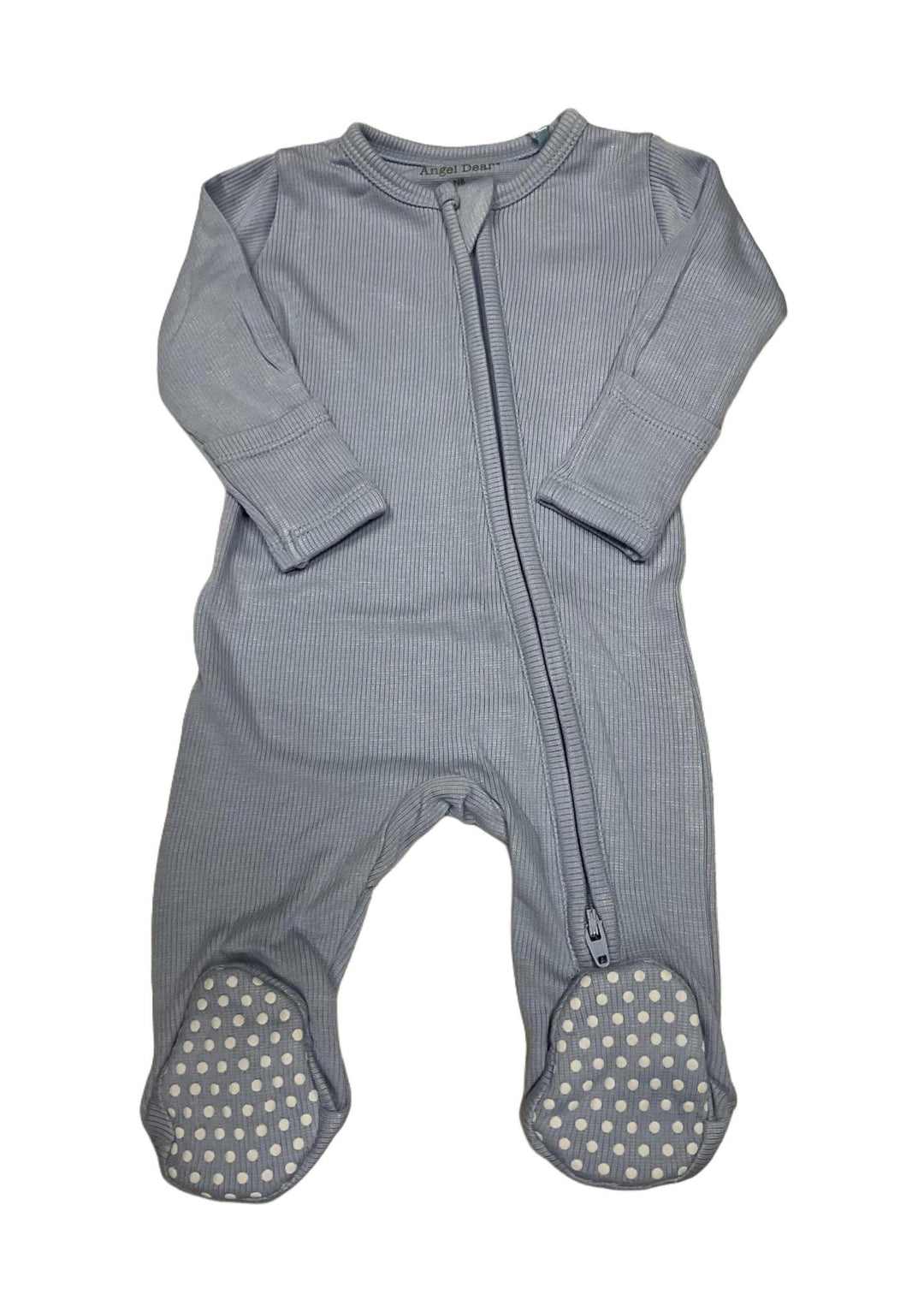 Ribbed Subdued Blue Zipper Footie ANG824