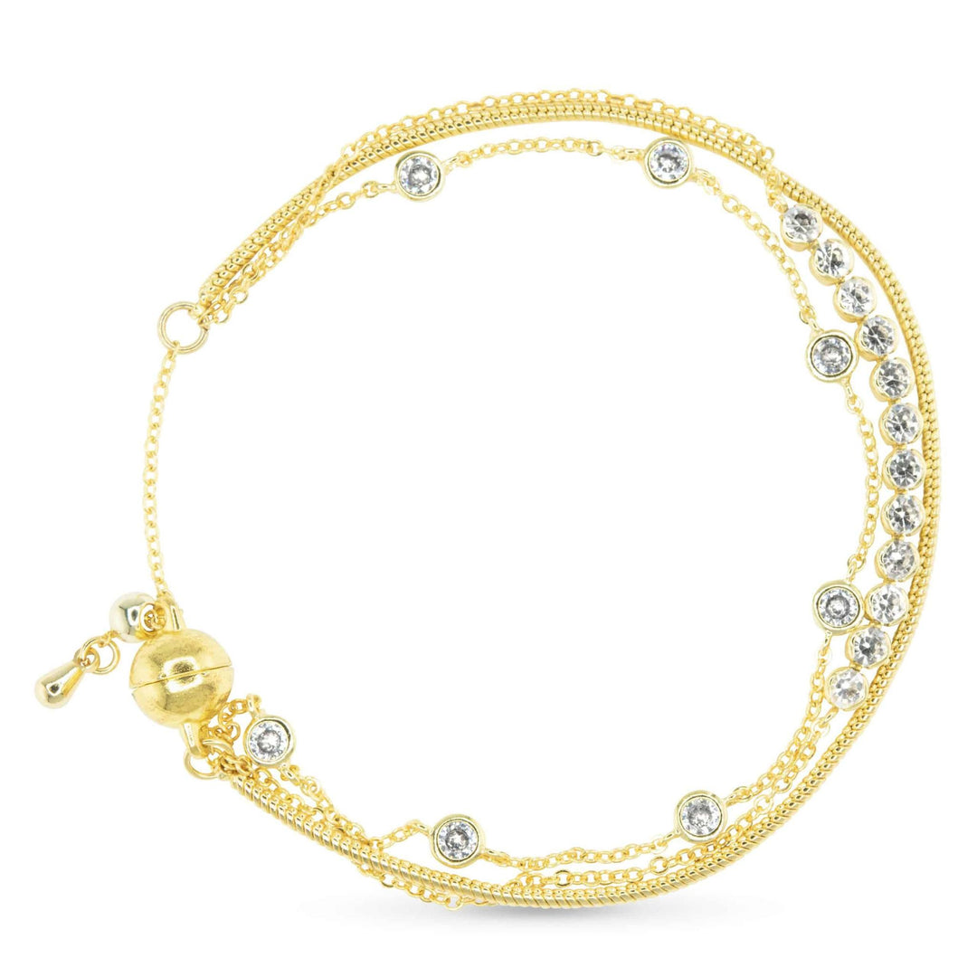 Gold CZ and Snake Chain Bracelet ABNC926
