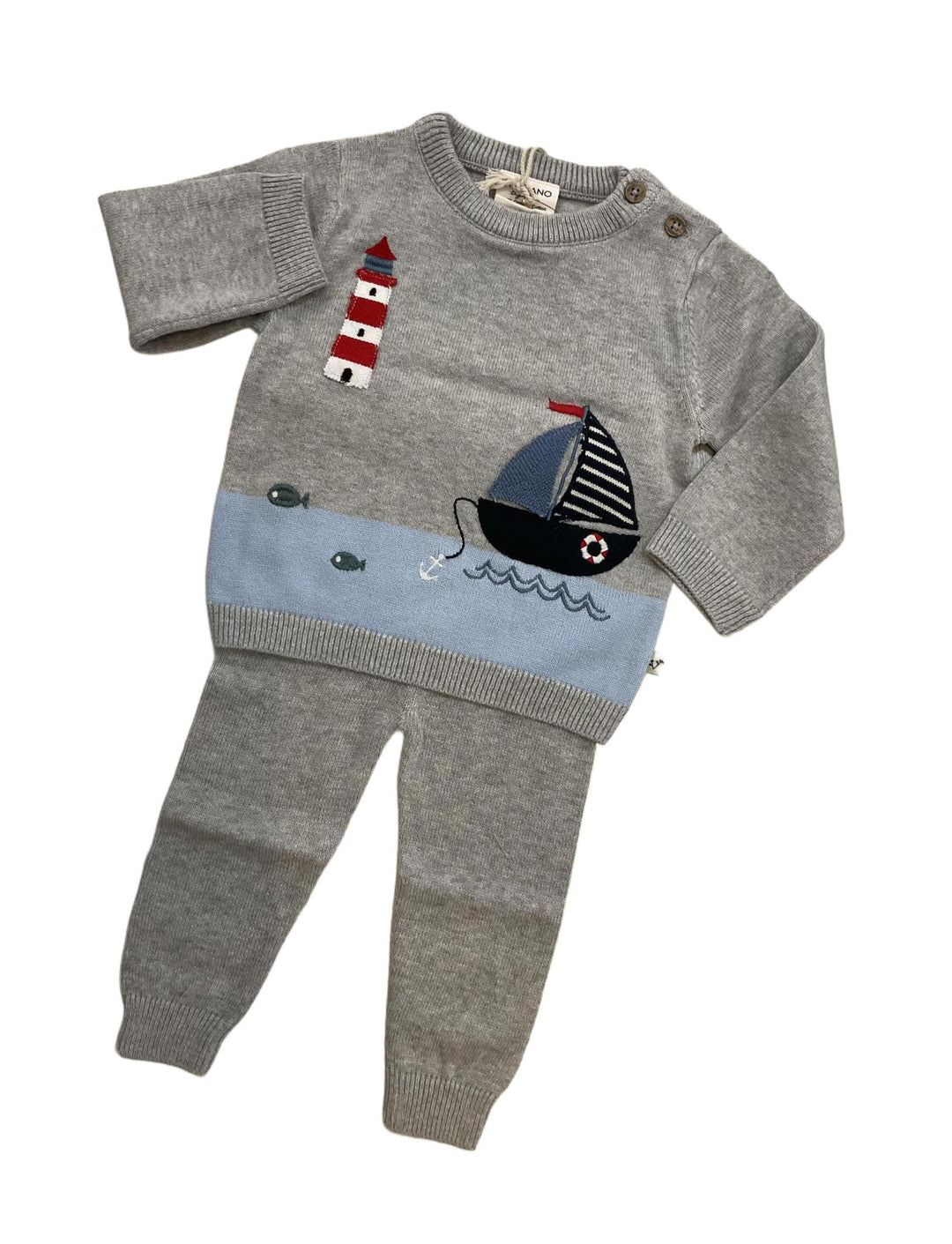 Lighthouse & Boat Embroidered Knit Pullover VIV 924
