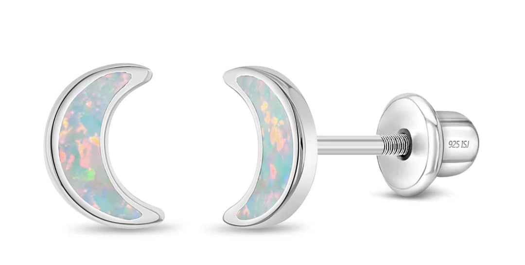 Crescent Moon Opal Studs 925 ISJ1024