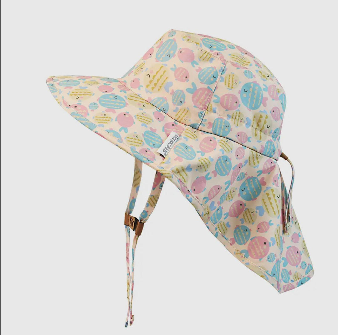 Baby/Kids Sun Hat w/Neck Cape-Kissing Fish FJK325