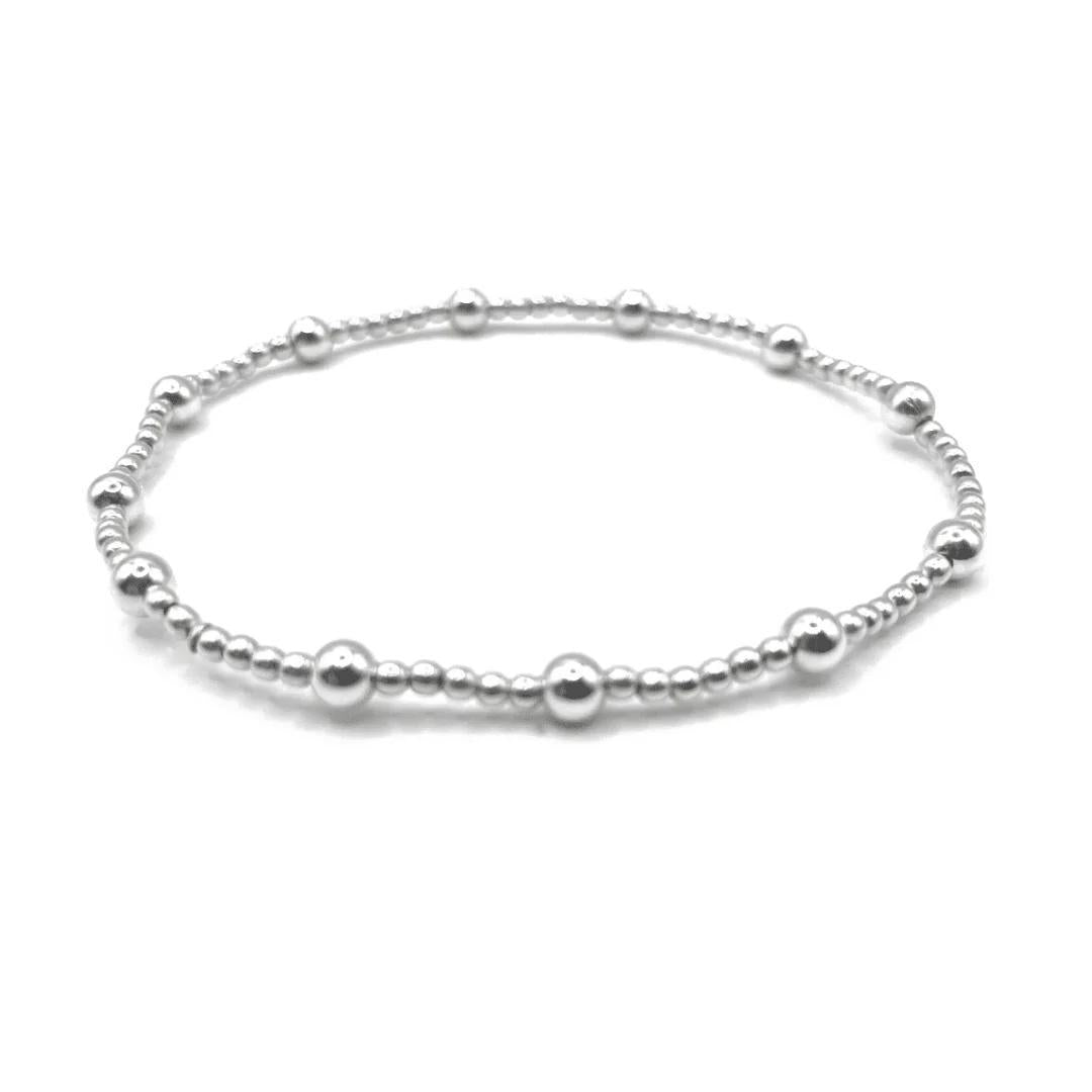 2MM STERLING SILVER WATERPROOF KARMA BRACELET (WITH TWELVE 4MM) ERN525