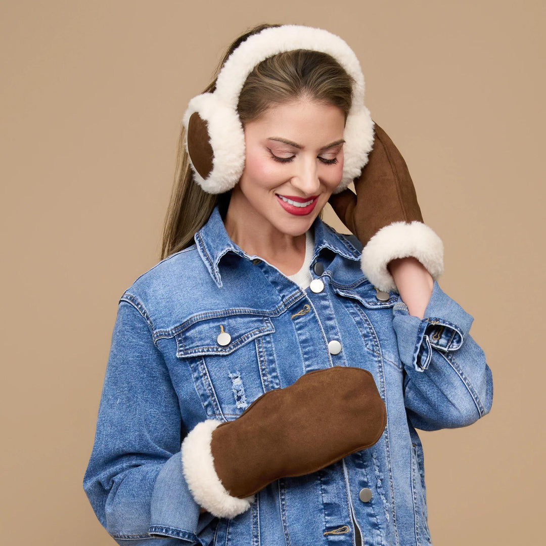 Riley Sherpa Lined Faux Suede Earmuffs HOW1026