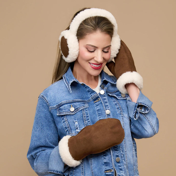 Riley Sherpa Lined Faux Suede Earmuffs HOW1026