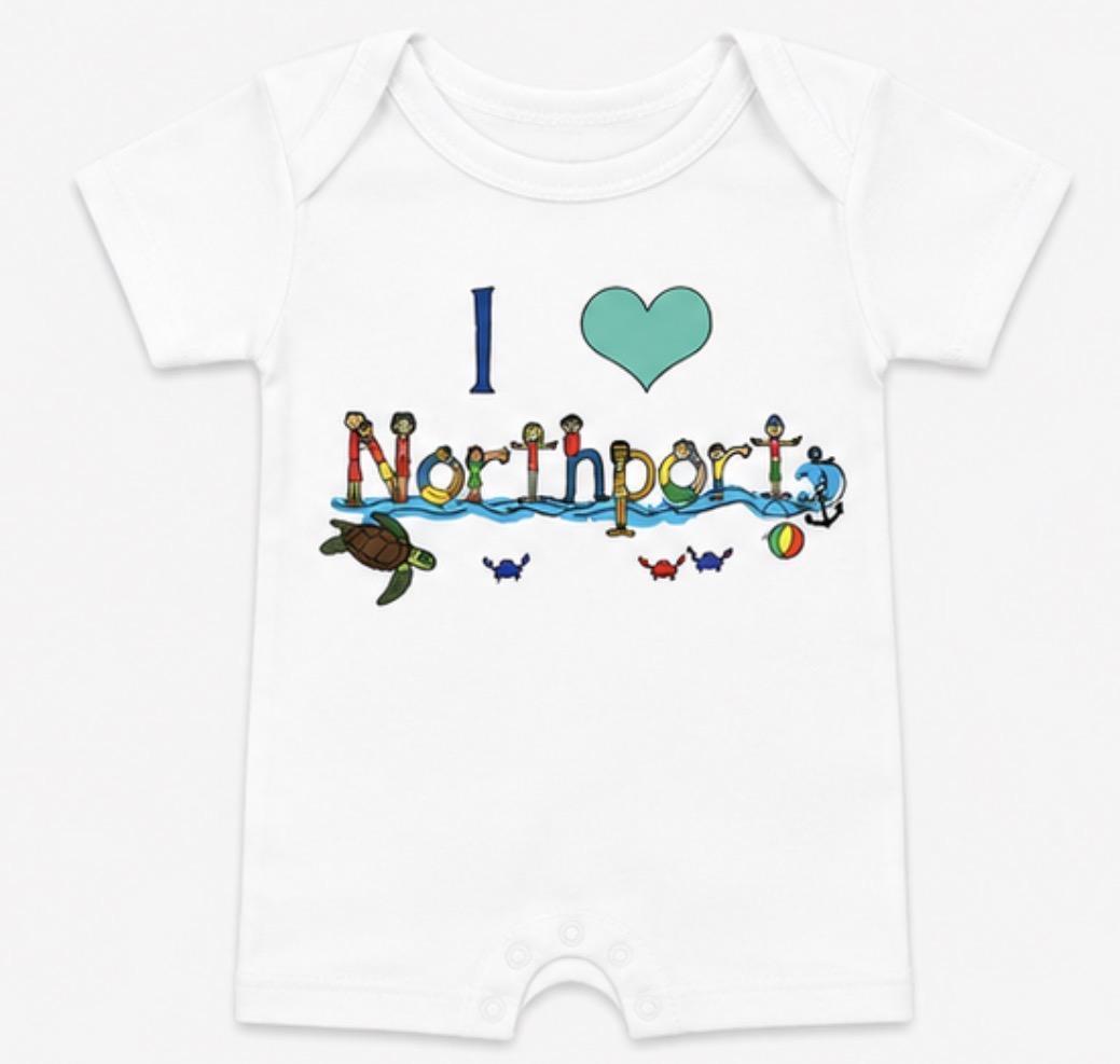 I Love Northport Short Romper White TGG425